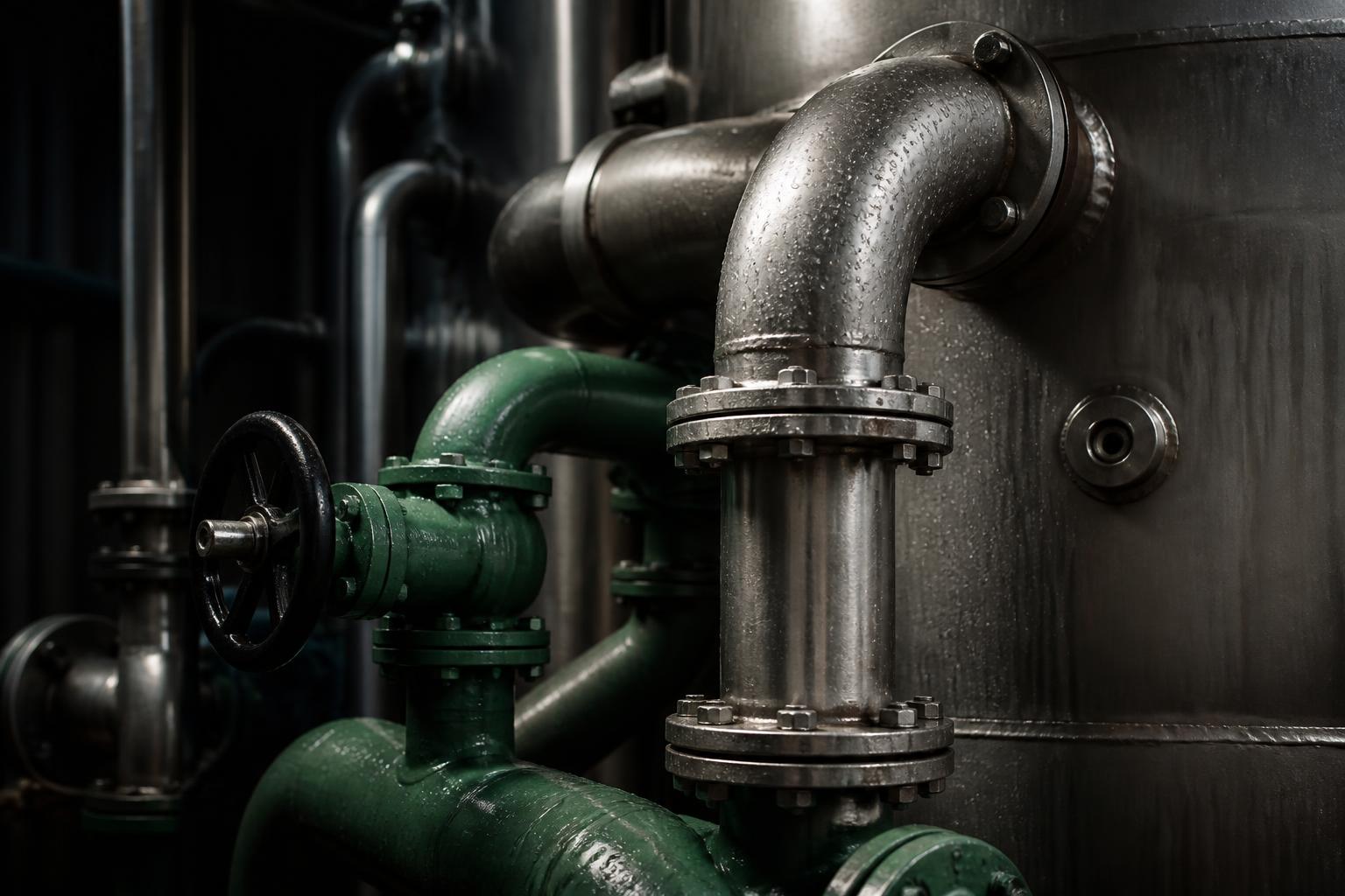 Pipework and valves on an existing anaerobic digester